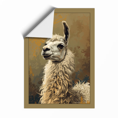 Llama in Repose Rustic - Framed Print