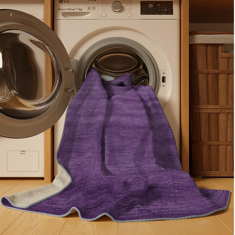Tapis mauve lavable à la machine, Rond 3 pi