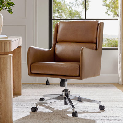 Zaysean Modern 24.5"W Faux Leather Tilting Executive Office Chair with Adjustable Height
