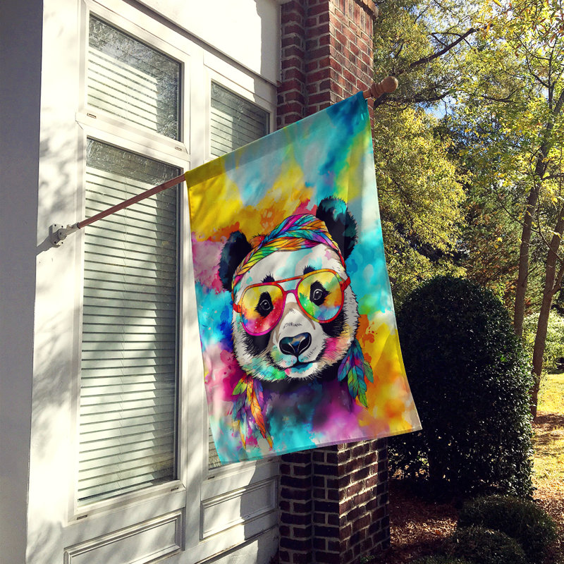 Drapeau de maison de panda hippie