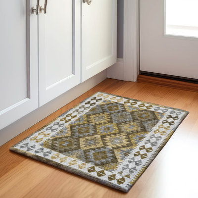 Machine Washable Indoor/Outdoor Xhevrie Brown Rug
