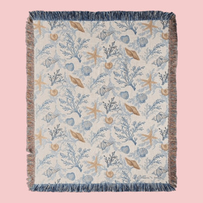 Manual Woodworkers & Weavers Beach Vibes Cotton Tapestry Throw Blanket 50 x 60 Decorative Throw