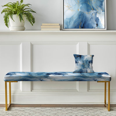 Marble Upholstered Gold Bench
