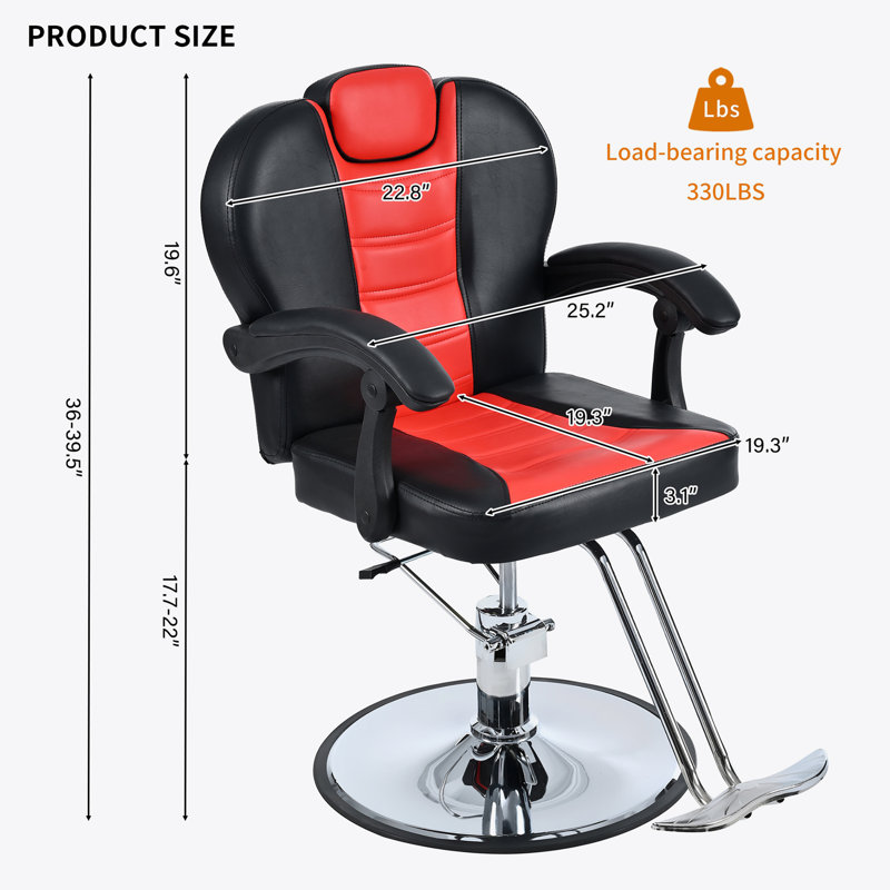 Elsing Faux Leather Massage Chair, Red Faux Leather