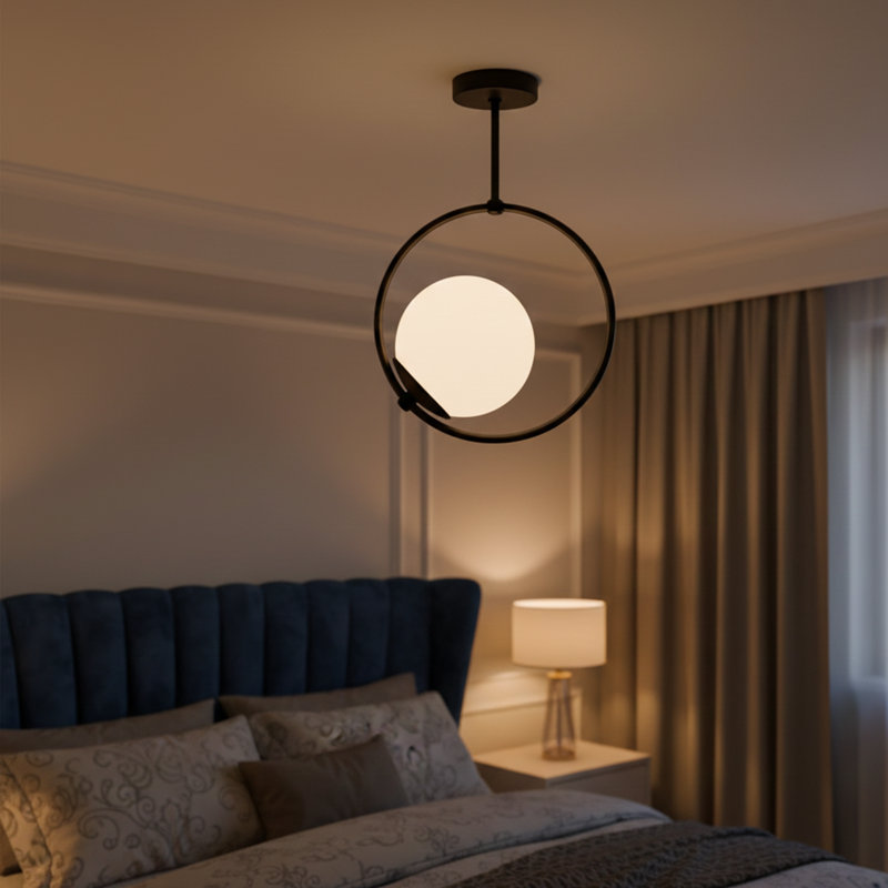 Metal Body Globe Semi Flush Mount