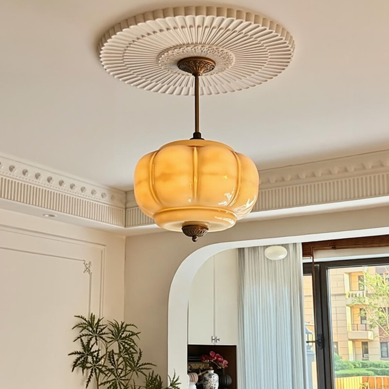 Lanterne suspendue rétro 1 lumière 14,96 po, Jaune
