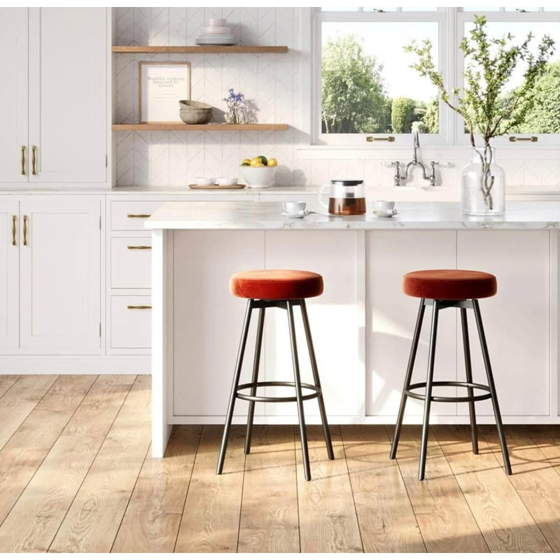 Swivel Seat Glam Bar Stool - 2Pk - Rust