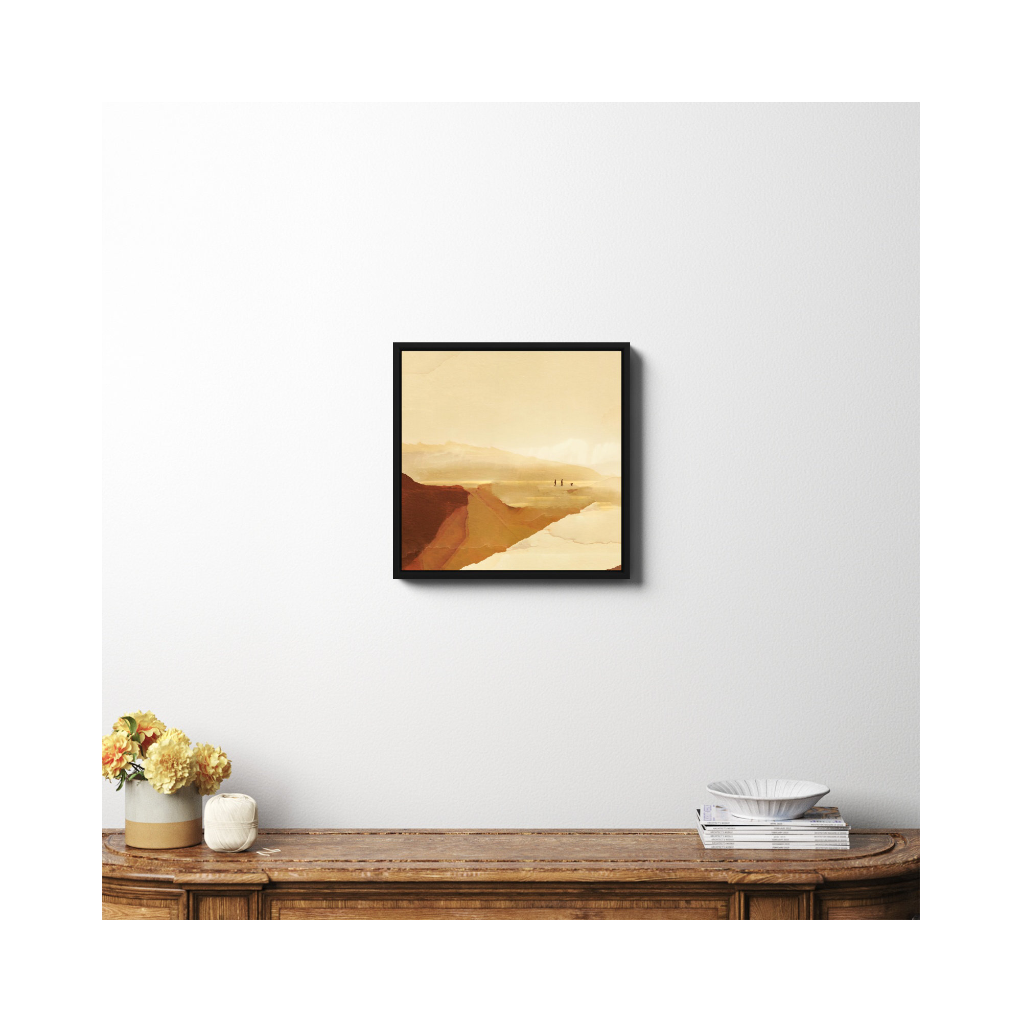 Sunset Walk, Black Framed Canvas, 20" H x 20" W x 2" D, No