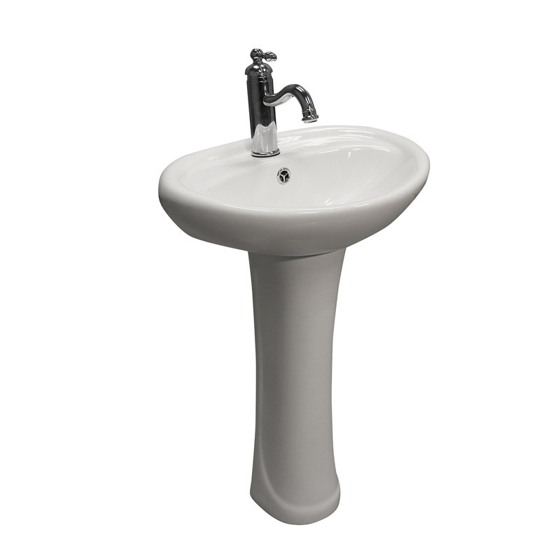 Piédestal Ashley avec 1 trou de robinet, trop-plein, blanc, Simple