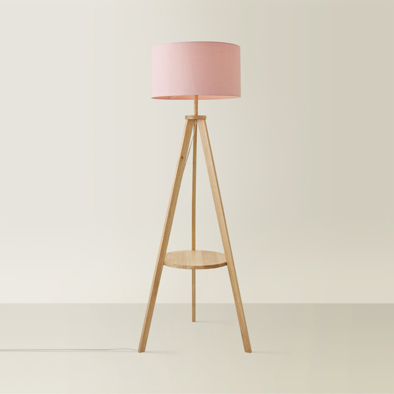 Ismay 149cm Tripod Floor Lamp, Pink, Yes, Light Brown
