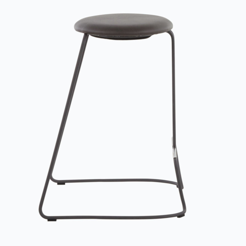 Tabouret de comptoir contemporain en acier et similicuir par Lumisource - ensemble de 2, Gris foncé, Gris