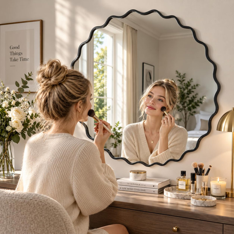 Aluminium Wall Vanity Mirror, Black