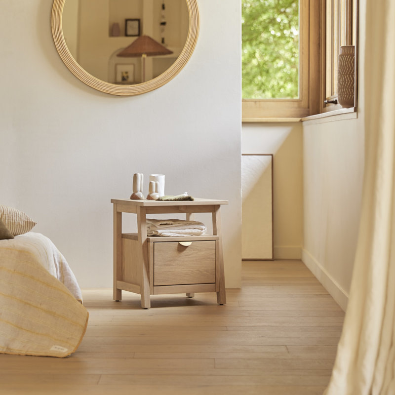 Pola 45cm W Solid Wood Bedside Table