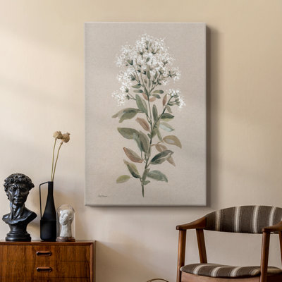 White Floral Stem II -Custom Wrapped Gallery Cavas