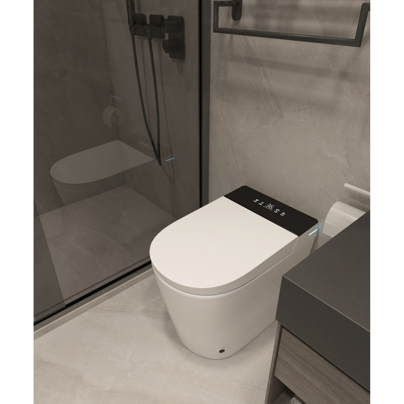 Toilette intelligente avec bidet - ouverture automatique, chasse d'eau, siège chauffant, unité compacte avec option de séchage à l'air chaud