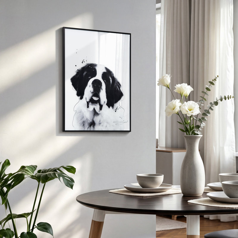 " Saint Bernard " Mixed Media and Black and White Photography Print