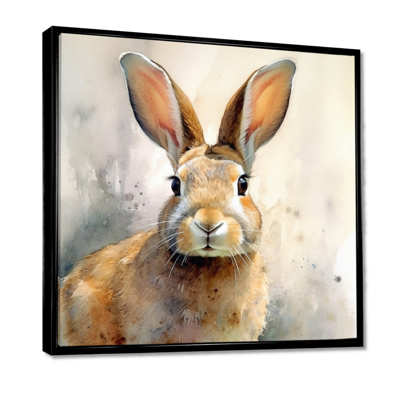Sweet Rabbit II - Lapin, art mural, 44" H x 44" W, Cadre flottant noir