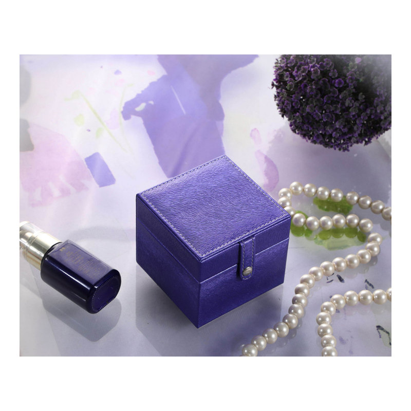 Coffret à bijoux de voyage long de 4 po, carré, bleu azur