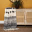 Boho Beige And Black Handloom Weave Throw With Decorative Tassels