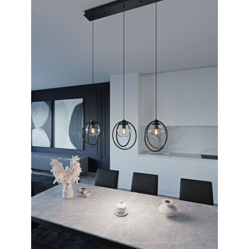 Lashaune 3 - Light Kitchen Island Pendant, Black