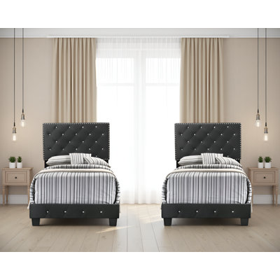 Ensemble de 2 lits simples en velours noir Modena