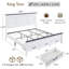 Lit plateforme Farmhouse avec tête de lit haute 52 po, base de lit très grand en bois avec tiroirs de rangement cachés et pied de lit haut 20 po-1557271099-1557271103