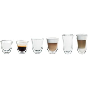 Lav Glass Coffee Cups Saucers Set 12-Piece - 3.25oz Espresso Cups with Handle - Small Glass Cups for Coffee - Clear Coffee Mug Cappuccino Cups Set - C