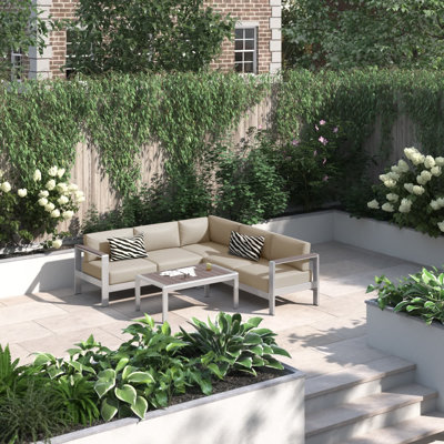 Shore 4 Piece Outdoor Patio Aluminum Sectional Sofa Set