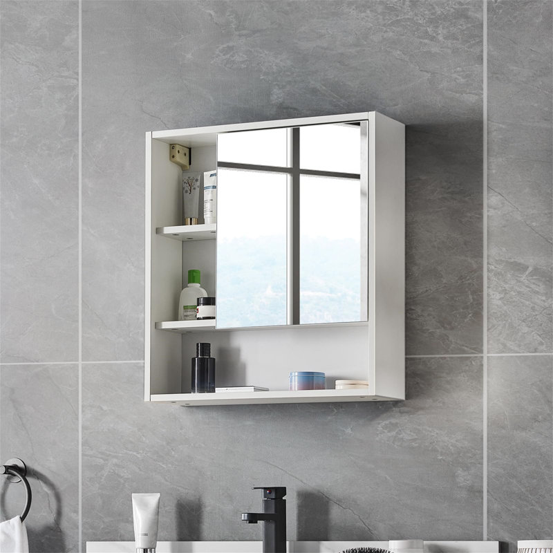 1 Door Bathroom Mirror Cabinet, Bathroom Wall Mounted Cabinet With Open Shelf Single Mirror Storage Cabinet For Bathroom Washroom