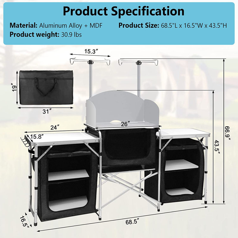 Table d'appoint pliante en acier inoxydable Neleah