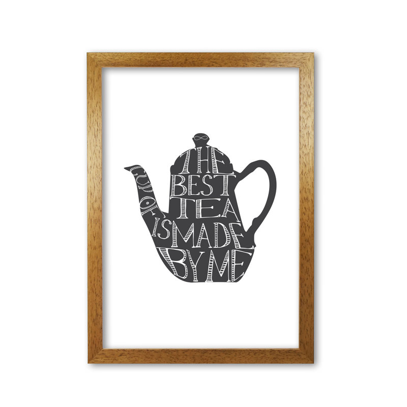 Tea Pot Portrait - Print, 30 cm H x 21 cm W x 5 cm D, Honey Oak Frame