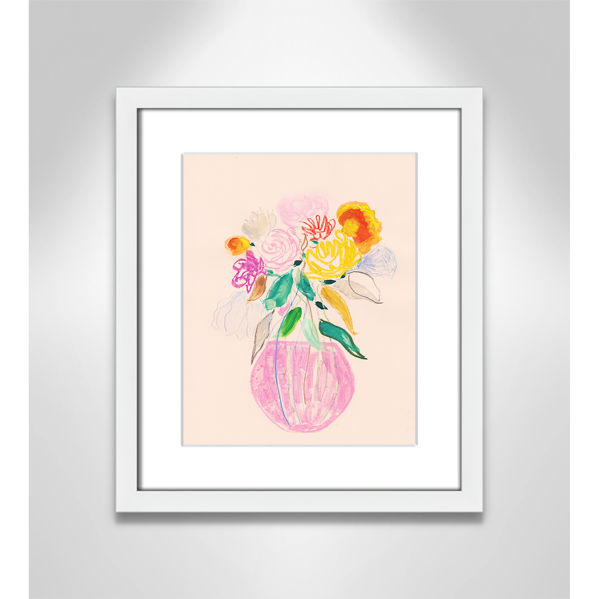 Simple Floral I Print by Bea Dina, White Single Picture Framed Paper, 15" H x 13" W x 1.25" D, White