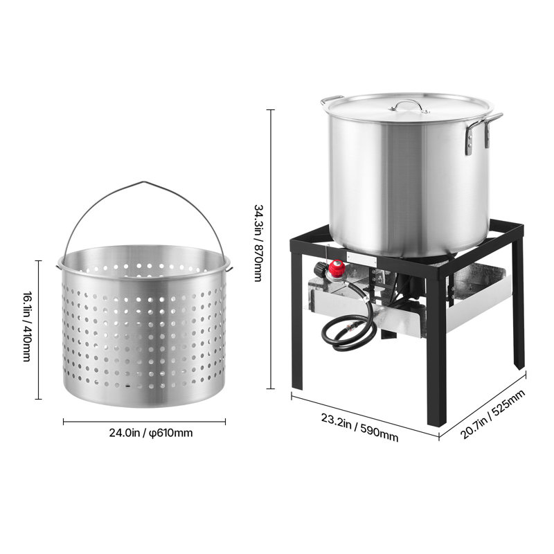 Seafood Boiling Kit with Strainer Outdoor Crab Crawfish Cooking Pot, 24''