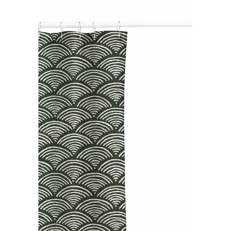 Rolling Waves Ultra-Thin Lightweight Shower Curtain, Green/Chimichurri