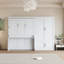 Grand lit escamotable mural avec placard, blanc