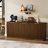 67-Inch Modern Wavy Sideboard, Curved Contour Design Storage Cabinet, 6-Door Cabinet With Storage Function, Suitable For Kitchen / Bedroom / Living Room, Walnut, 67.0"L X 15.7"W X 27.7"H-166559084