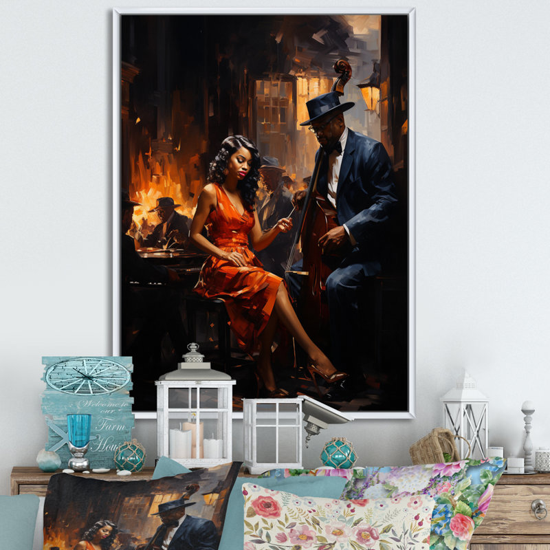 Berlinde Music In Harlems II sur impression sur toile, H 32 po x l 16 po x P 1 po, Cadre flottant blanc