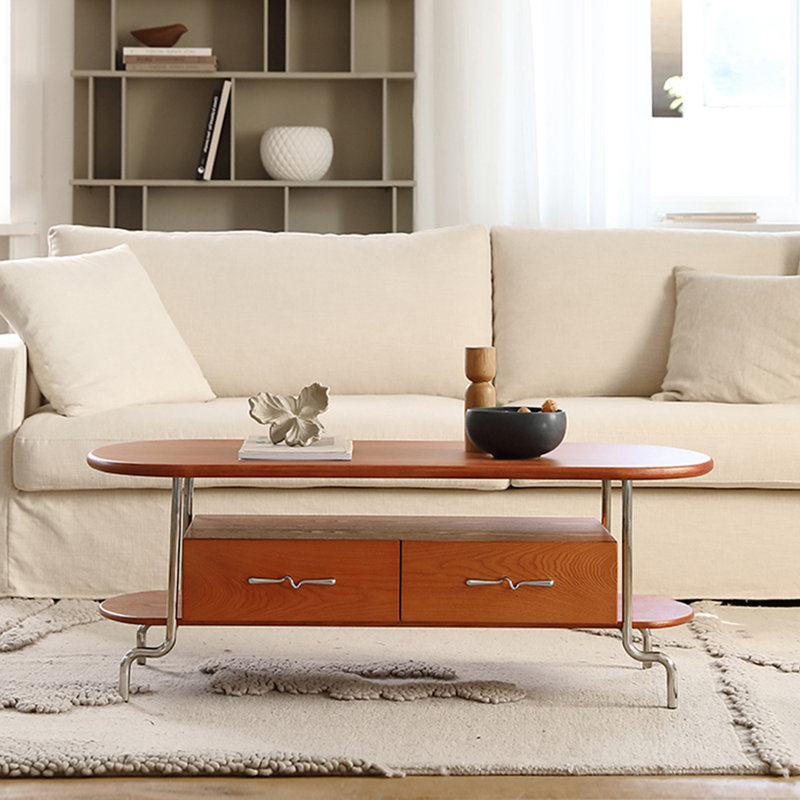 Table basse minimaliste en bois massif rétro