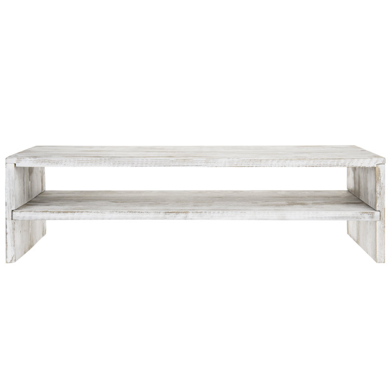 Abednego Solid Wood 2-Tier Computer Desktop Shelf Monitor Stand