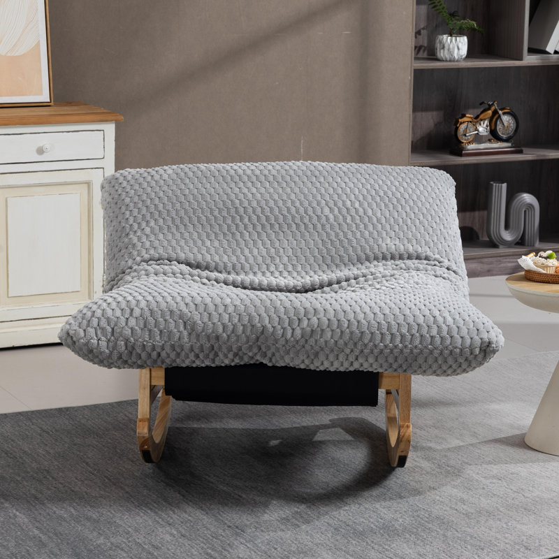 Fauteuil berçant adulte en velours côtelé, Gris clair