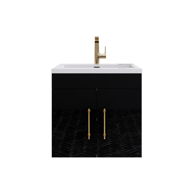Ensemble de meuble-lavabo simple 24 po Tojuana, Noir lustré