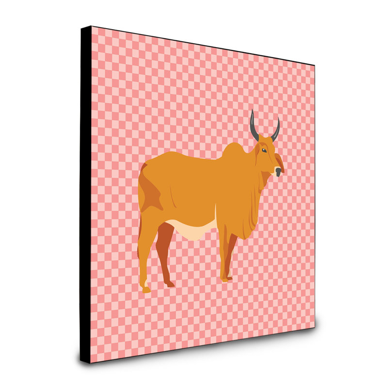 « zebu indicine cow check », art encadré Alfani, Rose