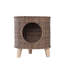 Lit-grotte surélevé en rotin PE tissé à la main avec pieds en bois massif, refuge pour animaux de compagnie à deux niveaux avec coussin moelleux lavable, peut supporter jusqu'à 13 lb, 16,5 po x 16,5 po x 17,7 po, brun