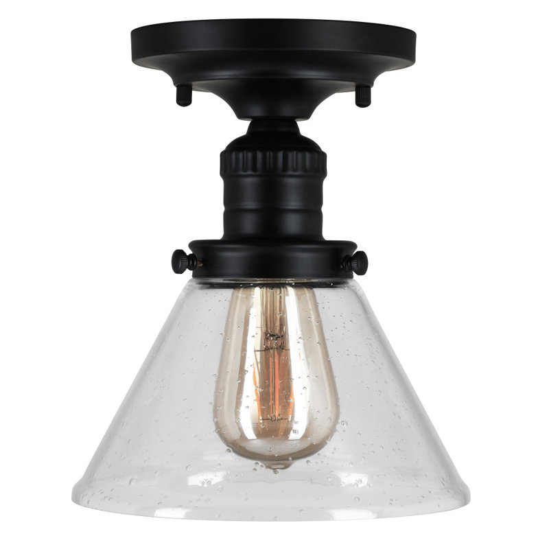 Vannatta Glass Semi Flush Mount, Matte Black