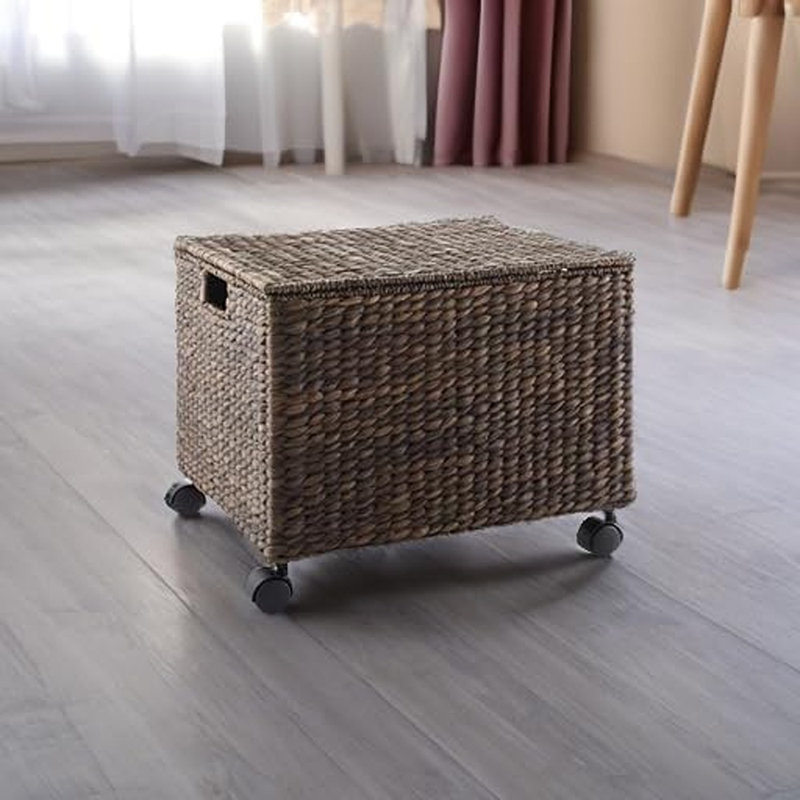 Rolling Filing Cabinet, Espresso - Water Hyacinth File...