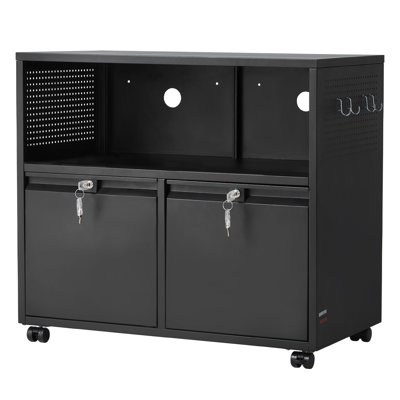 2 Drawers Metal File Cabinet, Lateral Filing Cabinet with Lock and Adjustable Hanging Rods, Wide Filing Storage Cabinets for Home and Office Fit Lette by Wrought Studio
