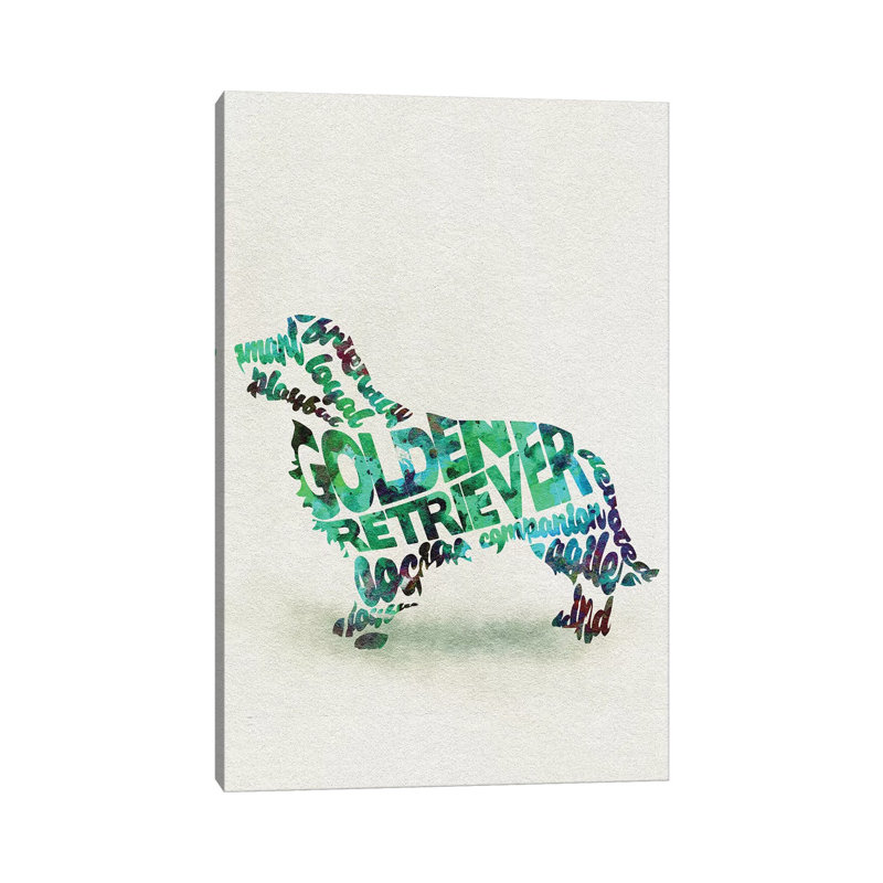 Golden Retriever by Ayse Deniz Akerman - Wrapped Canvas Print, 20.32 cm H x 30.48 cm W