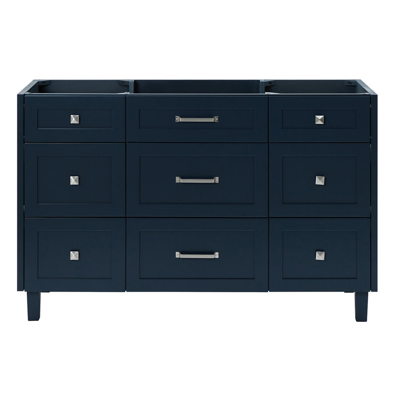 Base de meuble-lavabo simple en bois massif 54 po ARIEL Monreau bleu minuit seulement, Bleu