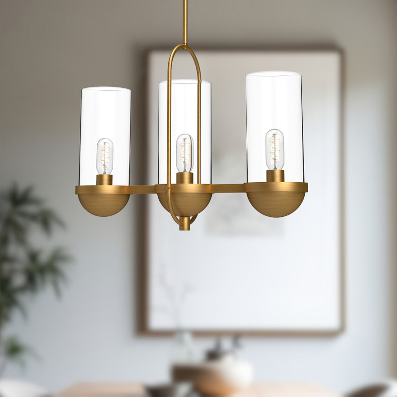 Cyrus Aged Gold and Matte Black 3-Light Kitchen Island Pendant