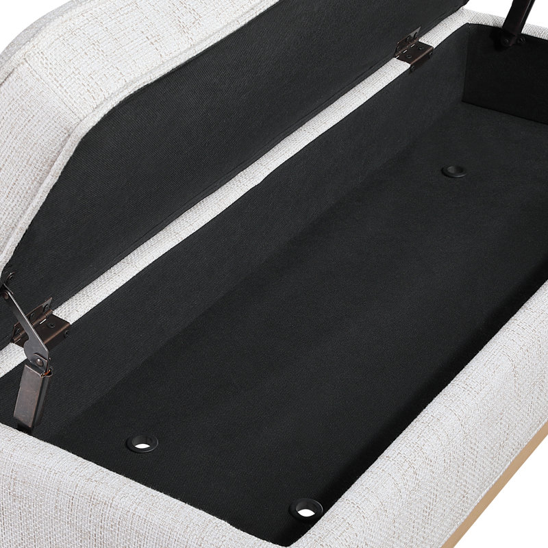 Boyu Polyester Blend Upholstered Storage Bench, Ivory Linen Blend